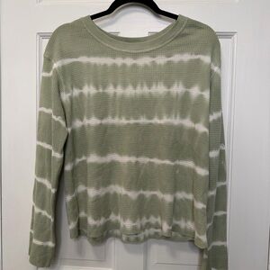 T.la Anthropologie Sage Tie Dye Waffle Knit Long Sleeve Top Size Medium